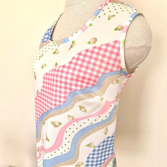 70's Polyester Tank Top Pinks & Blues - Size Medium/Large - Picture 3 of 6